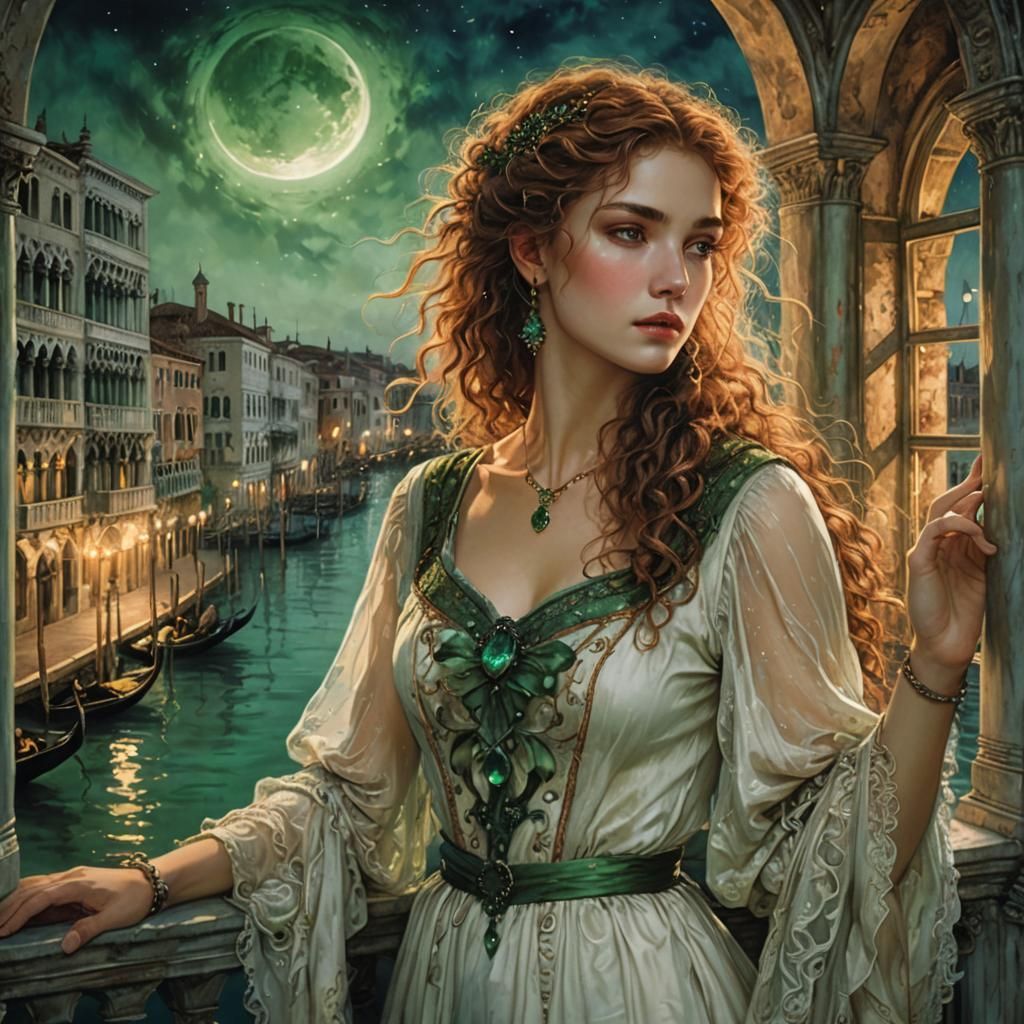 Romantic Venice Dreamscape in Art Nouveau Style