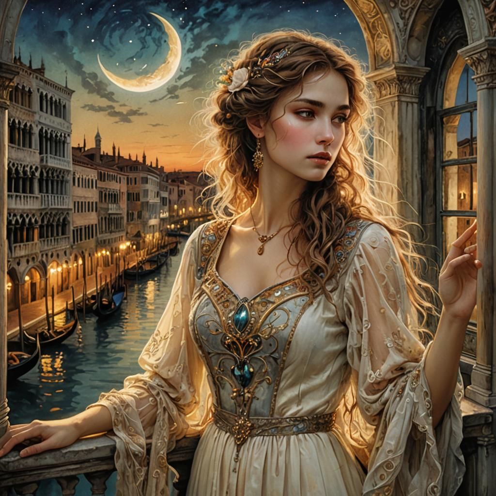 Venetian Dreamscape in Art Nouveau Style