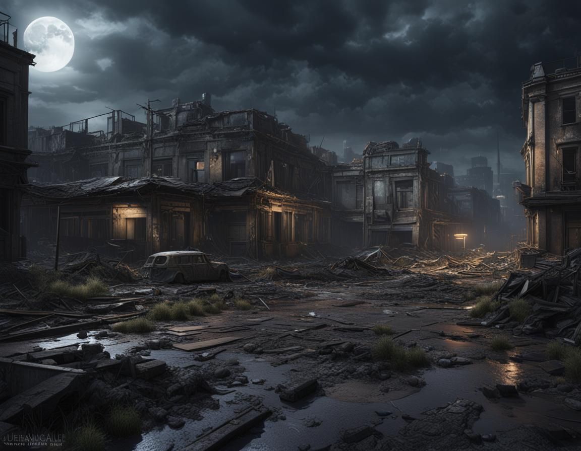 Post-Apocalyptic City at Night in Unreal Engine 5
