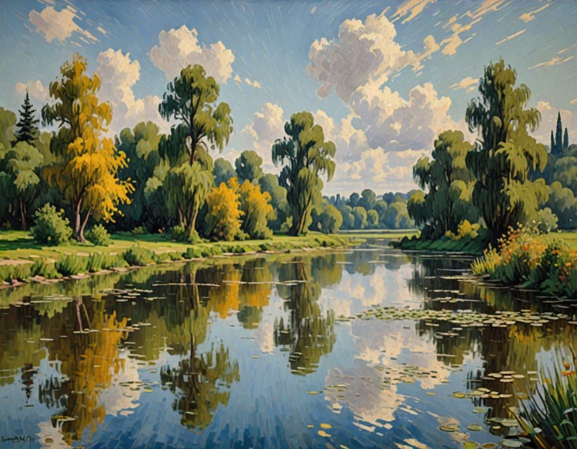 Grandiose Waterscape in Impressionist Style