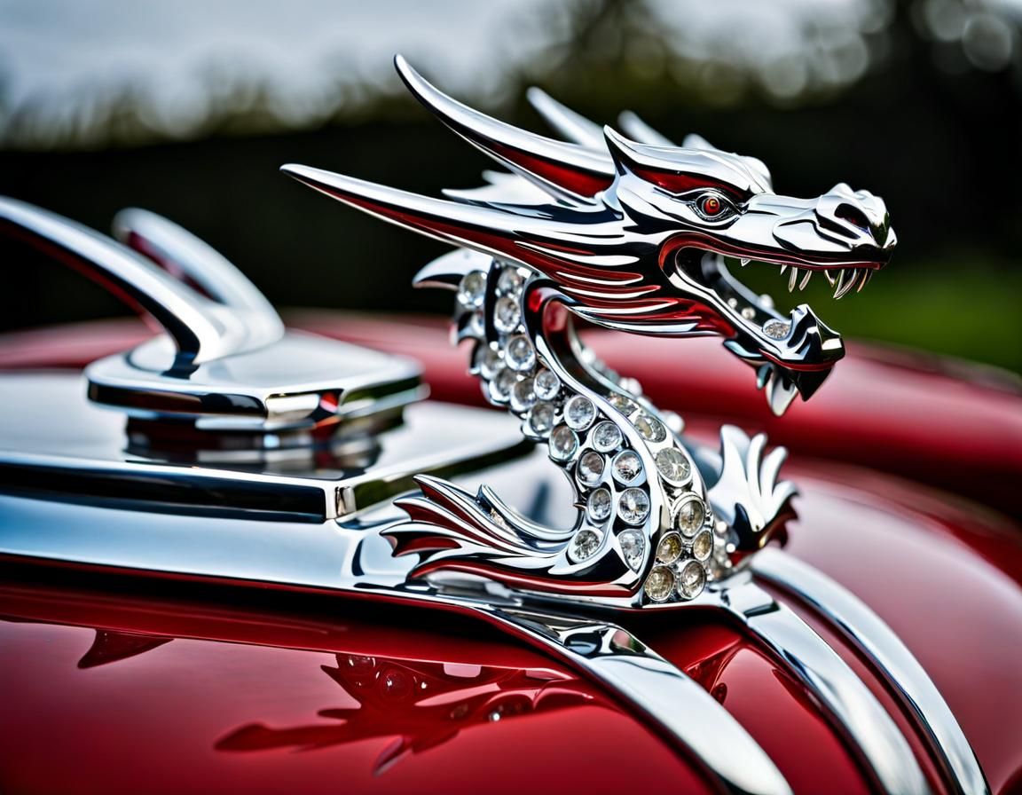 Dragon Chrome and Crystal Hood Ornament