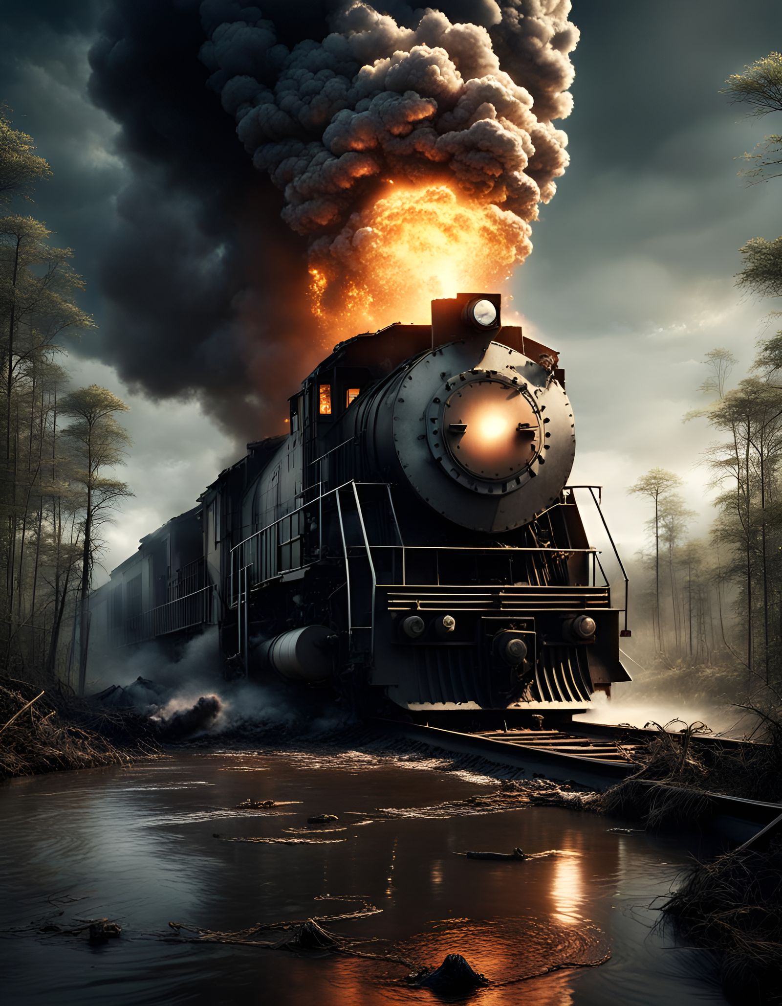 Freight Train Crash in Cypress Swamp