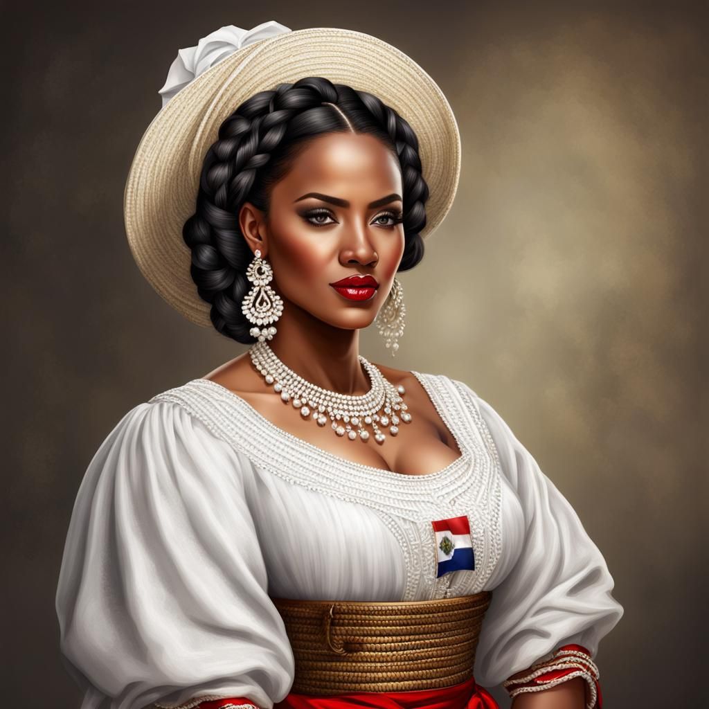 Dominican Republic Woman in Traditional Dress