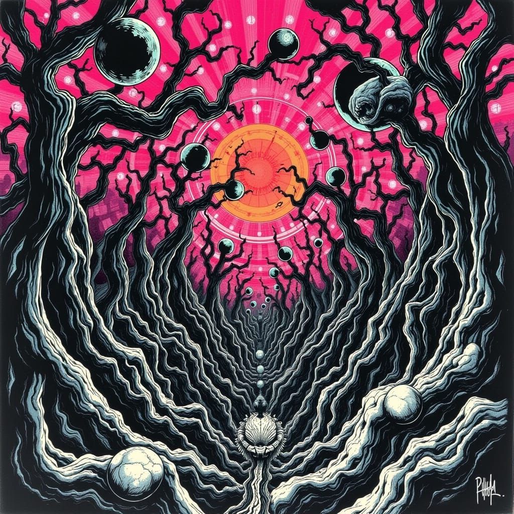 Dreamlike M.C. Escher-Inspired Surrealism in Dark Gothic Sty...