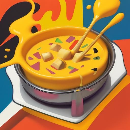 Disco Cheese Fondue in Abstract Art Style