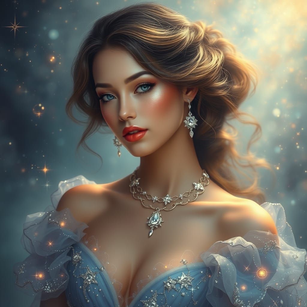 Radiant Starlight Goddess in Ethereal Attire