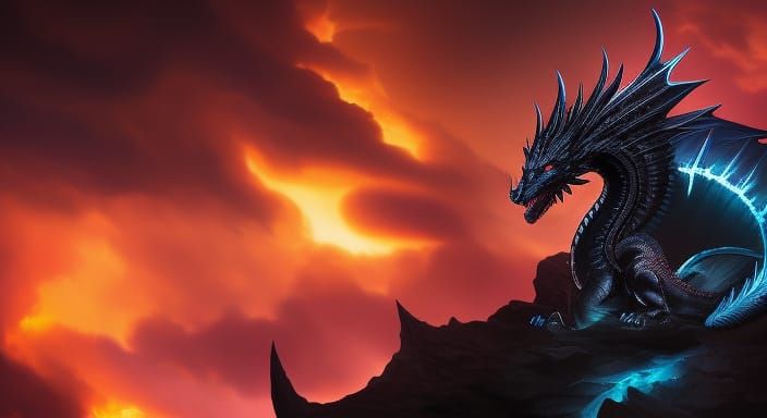 Mystical Black Dragon God in Fantasy Art