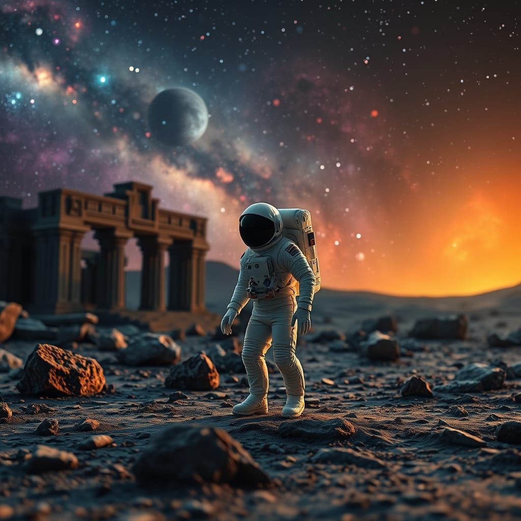 Ancient Moon Temple Expedition in Vibrant Cinematic Style