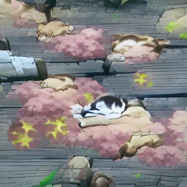 Cute Cat Sleeping Happily