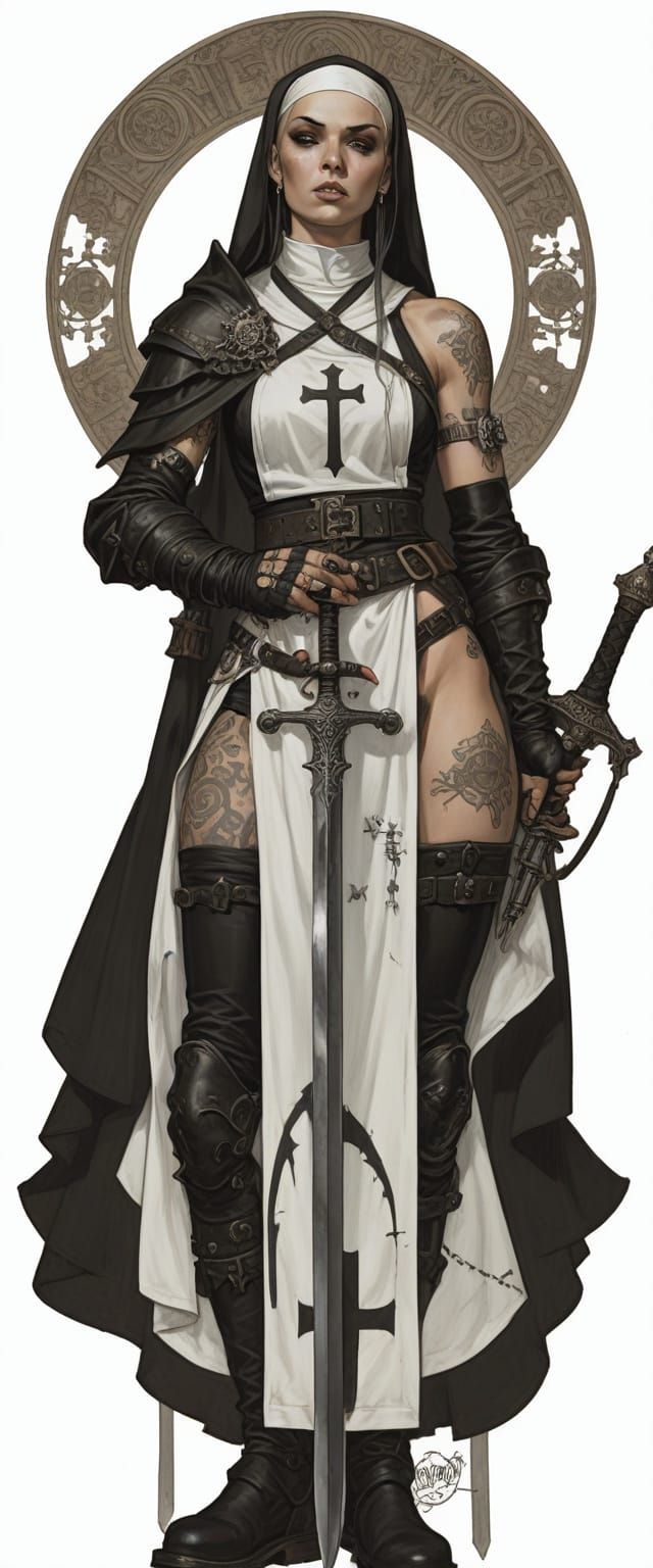 Eighteenth Century Tattooed Warrior Nun Illustration