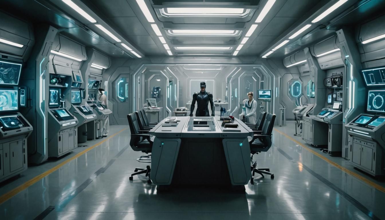 Futuristic Bionics Lab Under Megacity in Cyberpunk Style