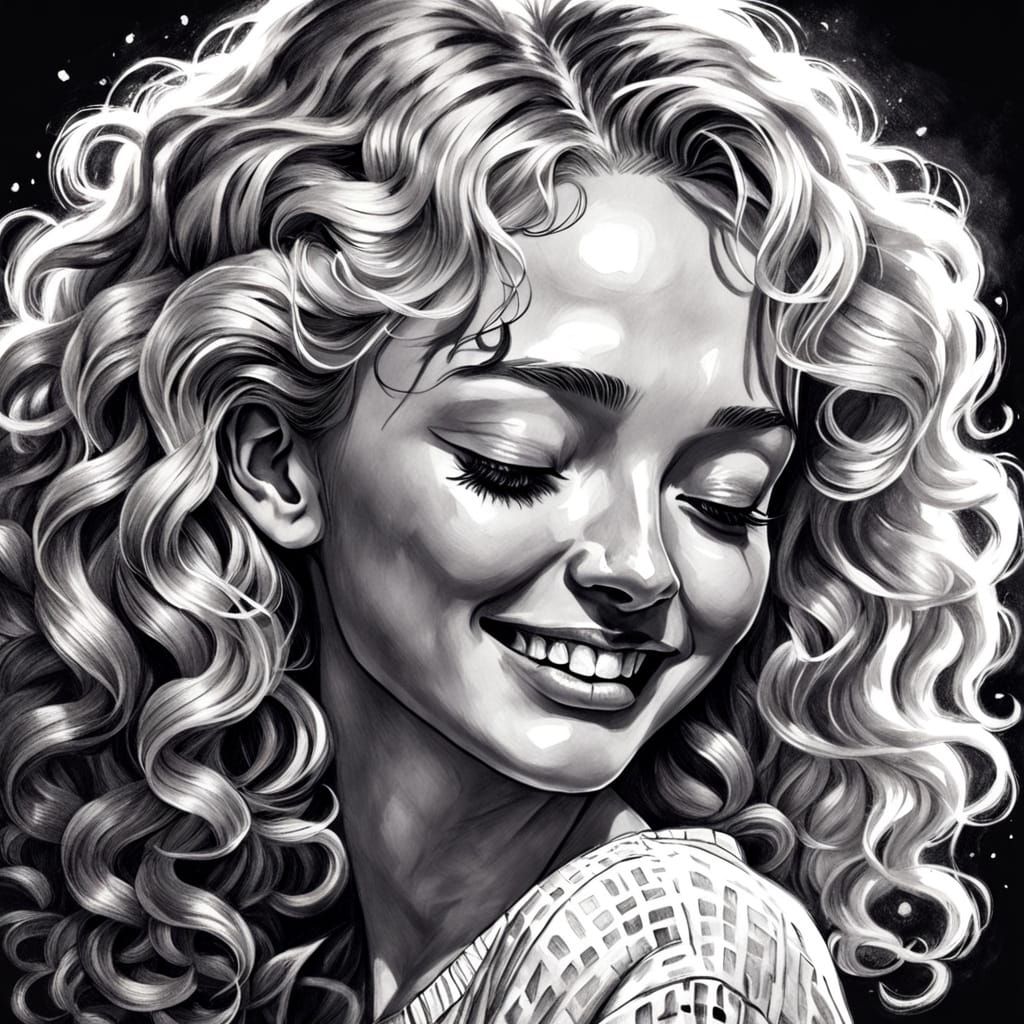 Timeless Charcoal Portrait of a Smiling Woman