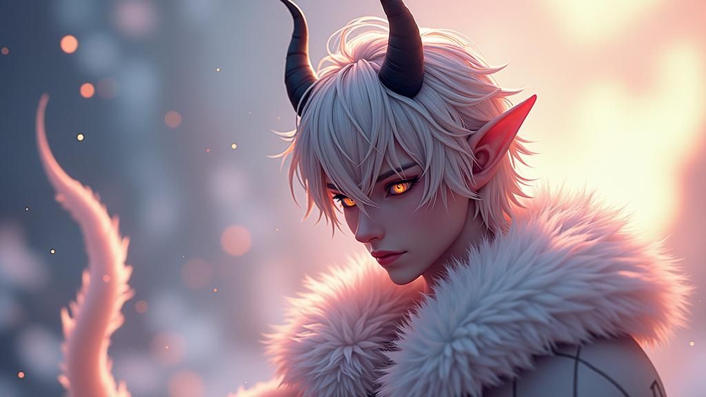 Ethereal Blonde Demon in Anime Style