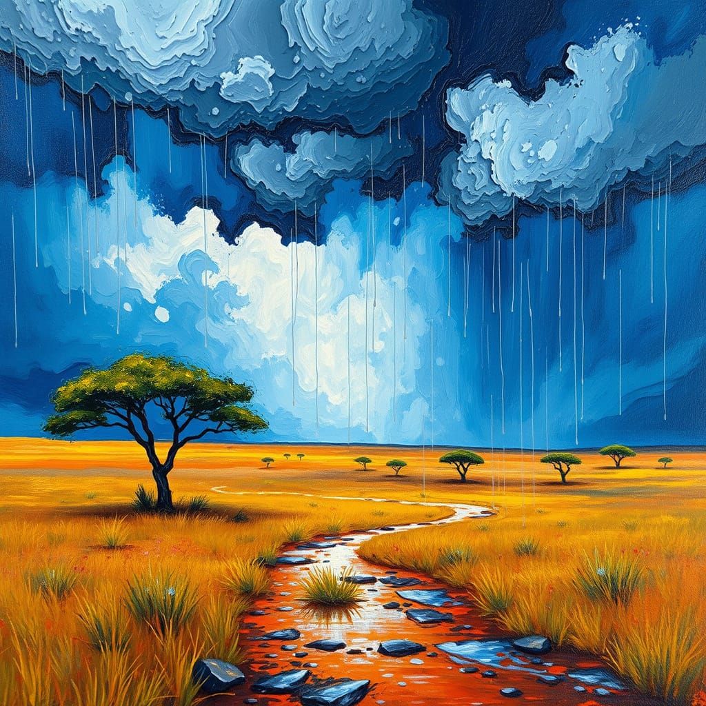 African Savanna After Rain Oil Painting