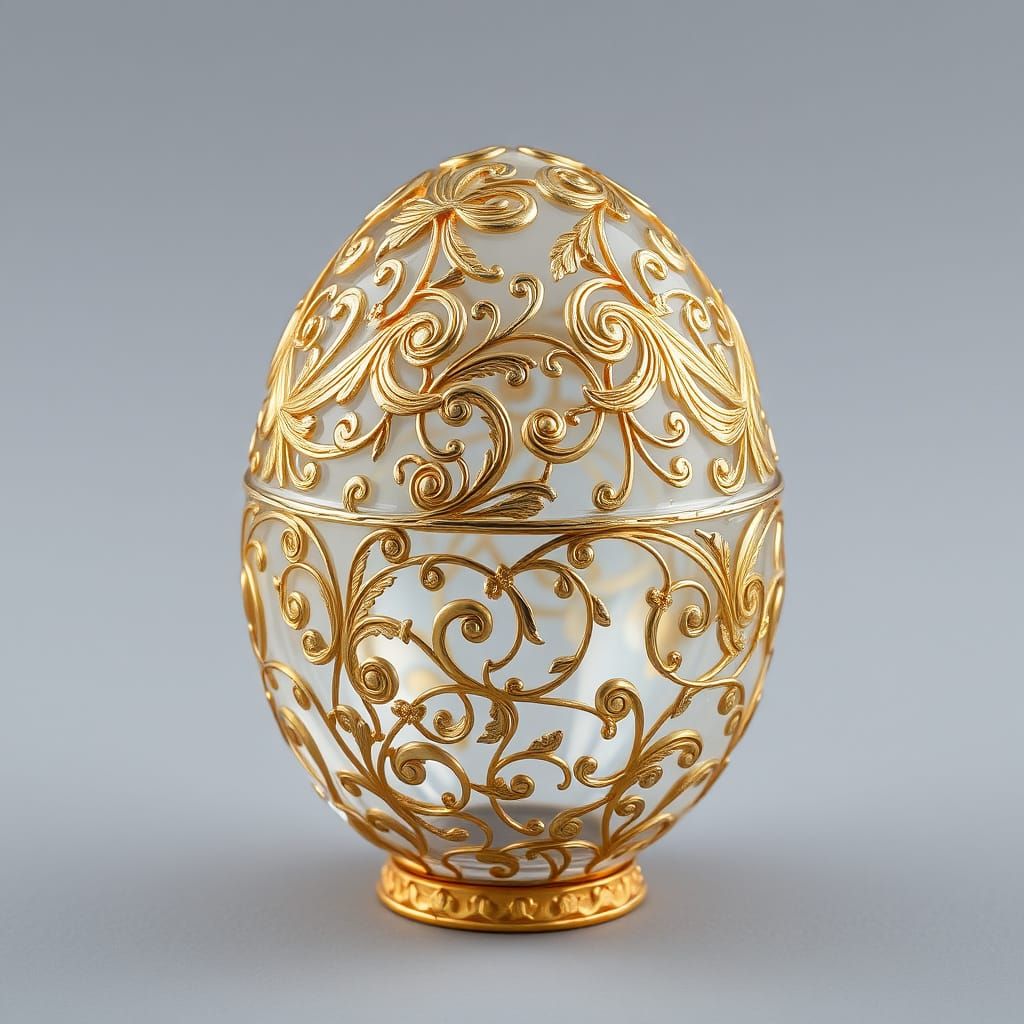 Elegant Crystal Faberge Egg with Gold and Silver Filigree