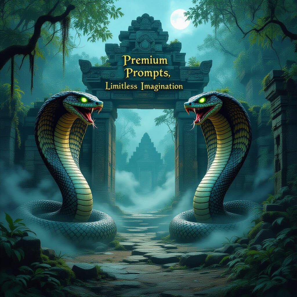Mystical Jungle Gate with Cobra Guardians