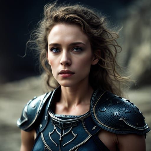 Warrior Princess with Hypnotic Eyes in Steel Armor