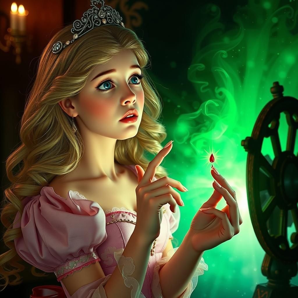 Hyperrealistic Portrait: Aurora and the Spinning Wheel