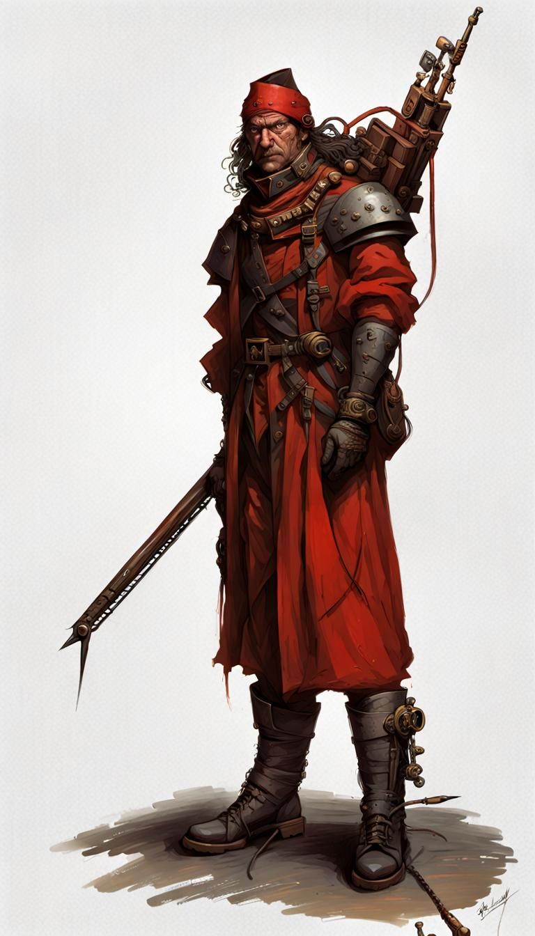 Grimdark Skitarii Character Portrait in Blanche Style