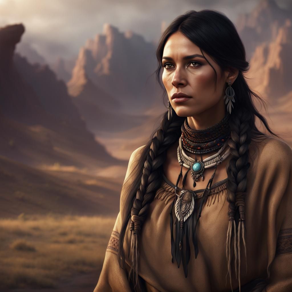 Native American Woman in Buckskin Dress: Fantasy Art