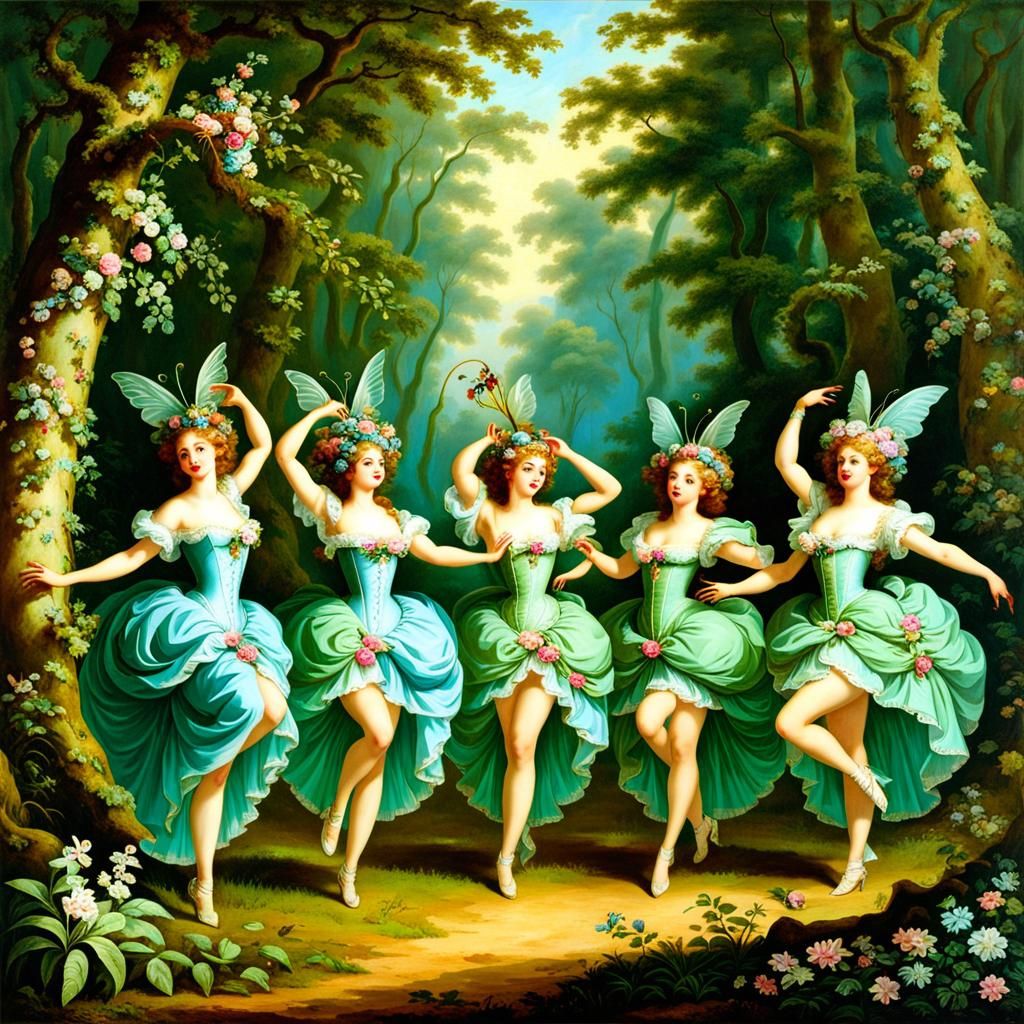 Rococo Forest Nymphs Dancing