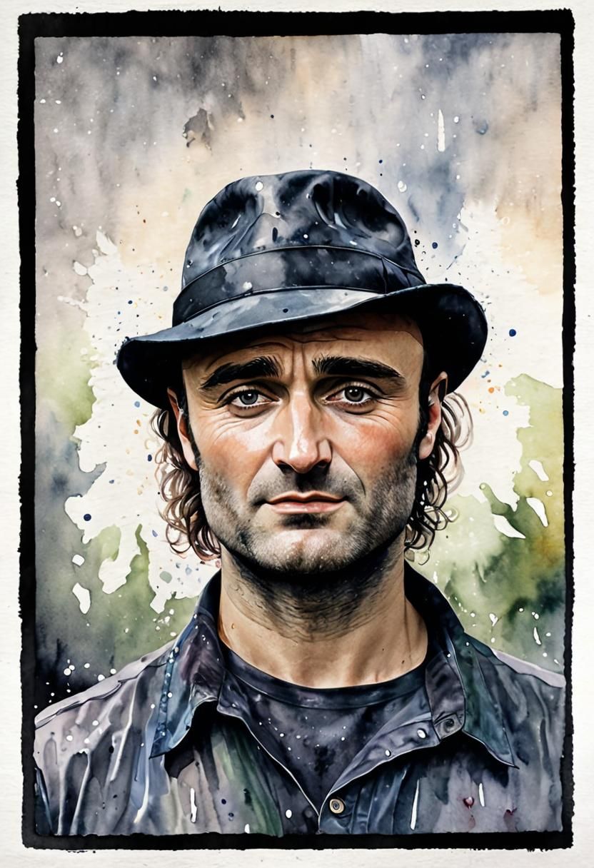 Vibrant Watercolour Portrait of a Young Man in Hat