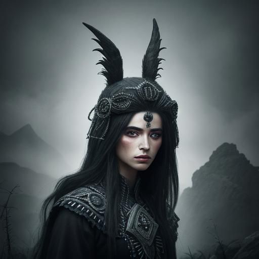 Disturbed Girl in Nightmarish Setting, Biomechanical Art