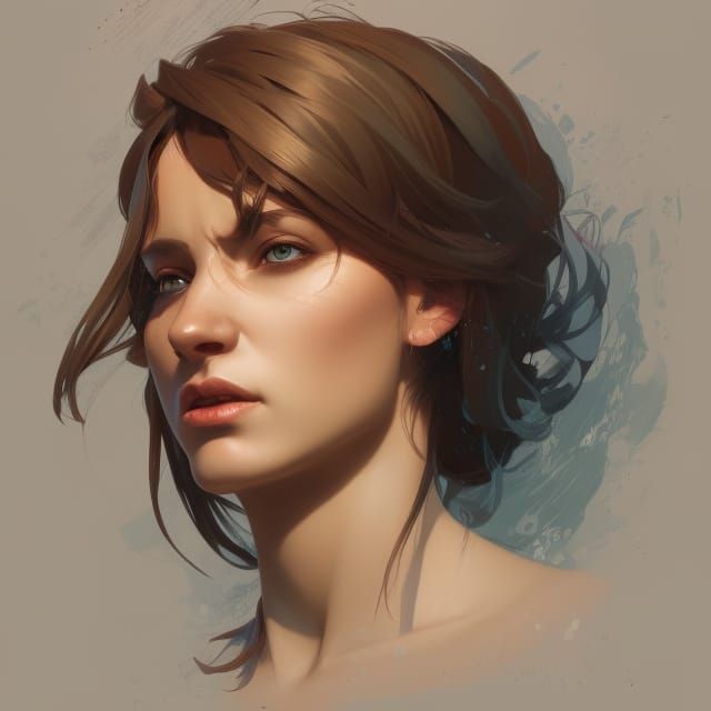 Detailed Portrait of an Author in Art Nouveau Style