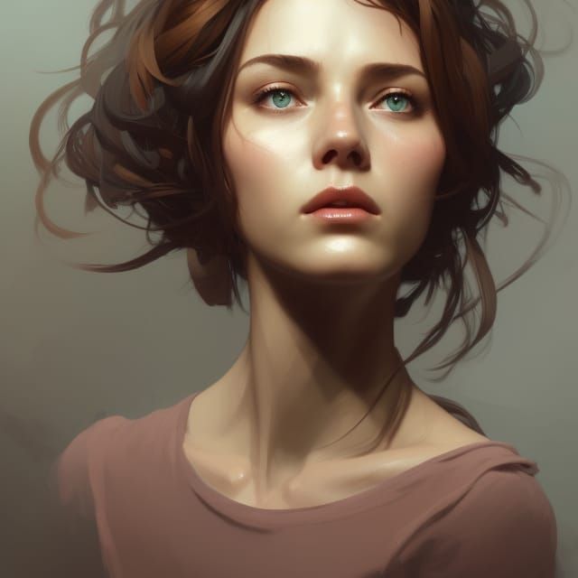 Author Woman Portrait in Hyperdetailed Art Style