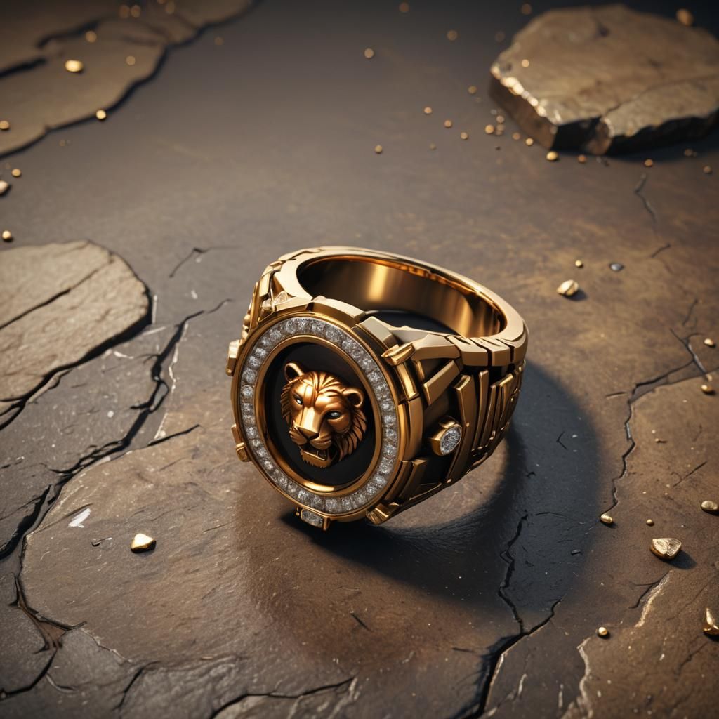 Leo Zodiac Sign Tiger Eye Ring: 3D Cinematic