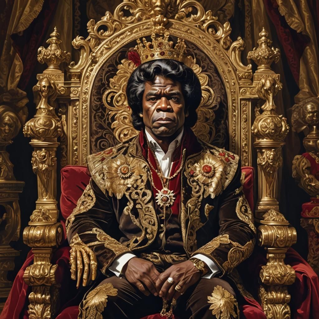 Majestic Portrait on Throne in Abstract Style