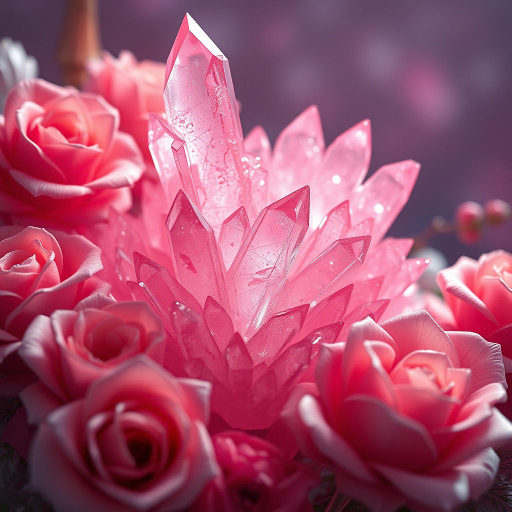 Pink Crystal and Golden Roses: Fantasy Concept Art