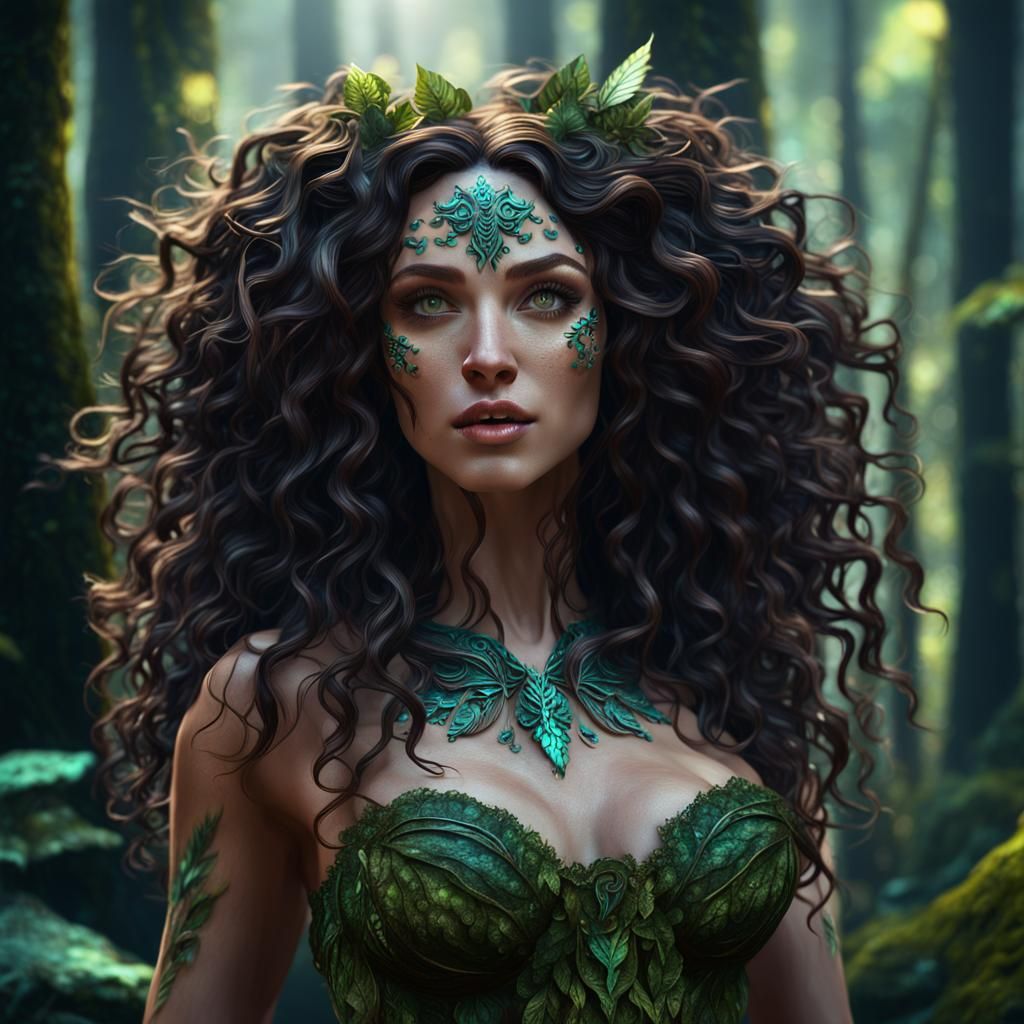 Forest Nymph Frolicking: Detailed Matte Painting