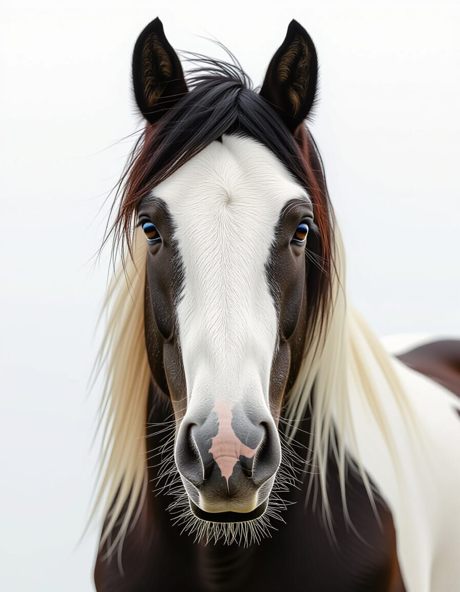 Heterochromia Horse Portrait on Magazine Collage