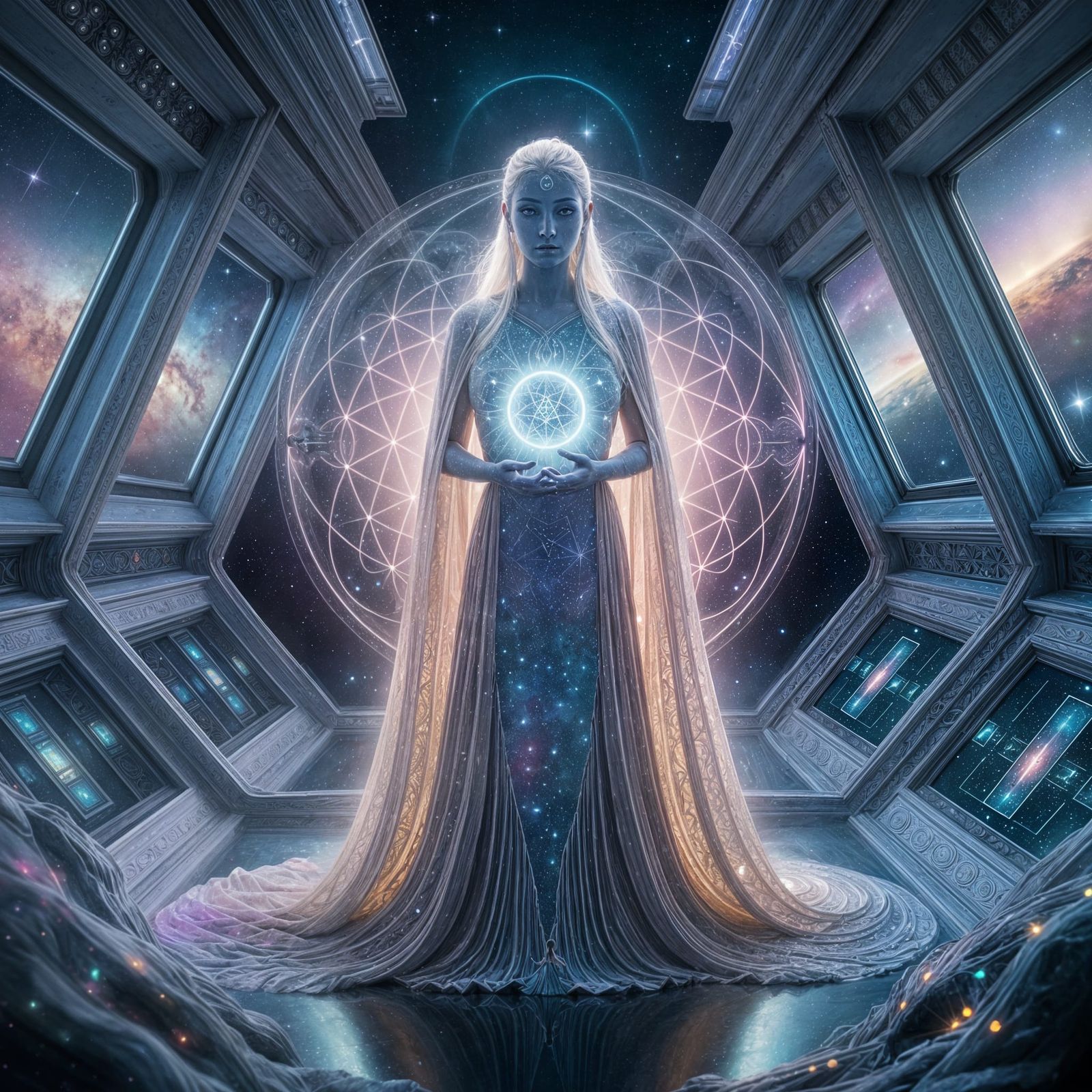 Pleiadian Being in Starship with Ethereal Glow