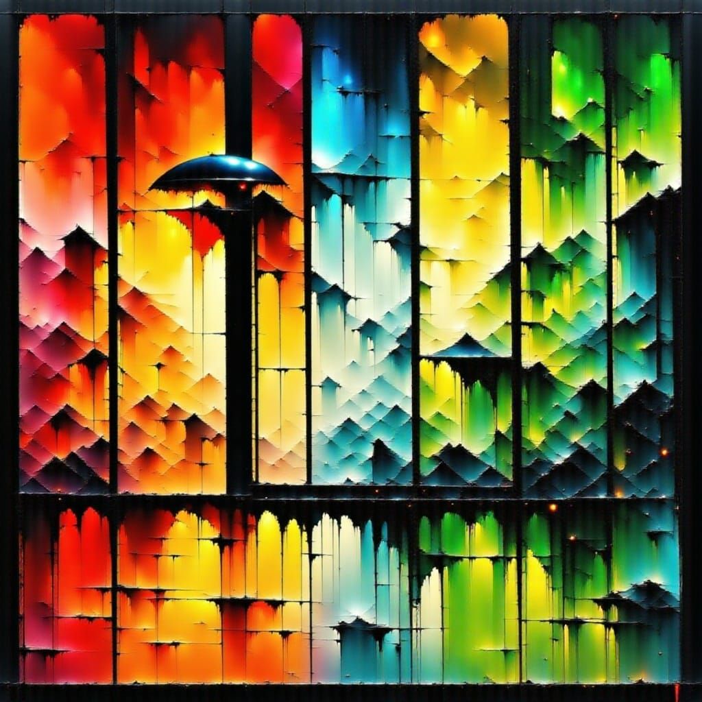 Gigantic Biomechanical Warrior in Brutalist Cyberpunk City