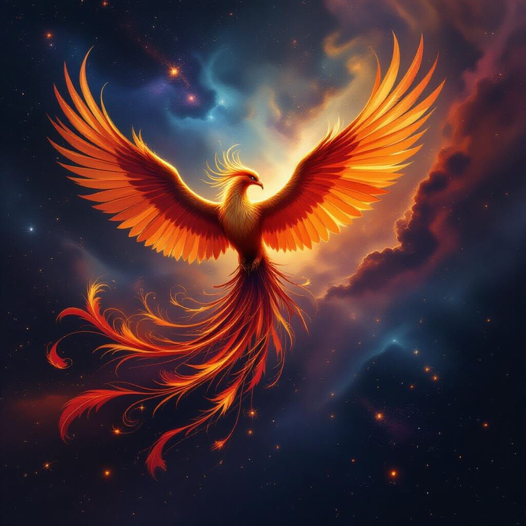 Majestic Phoenix Soars Through Cosmic Nebula