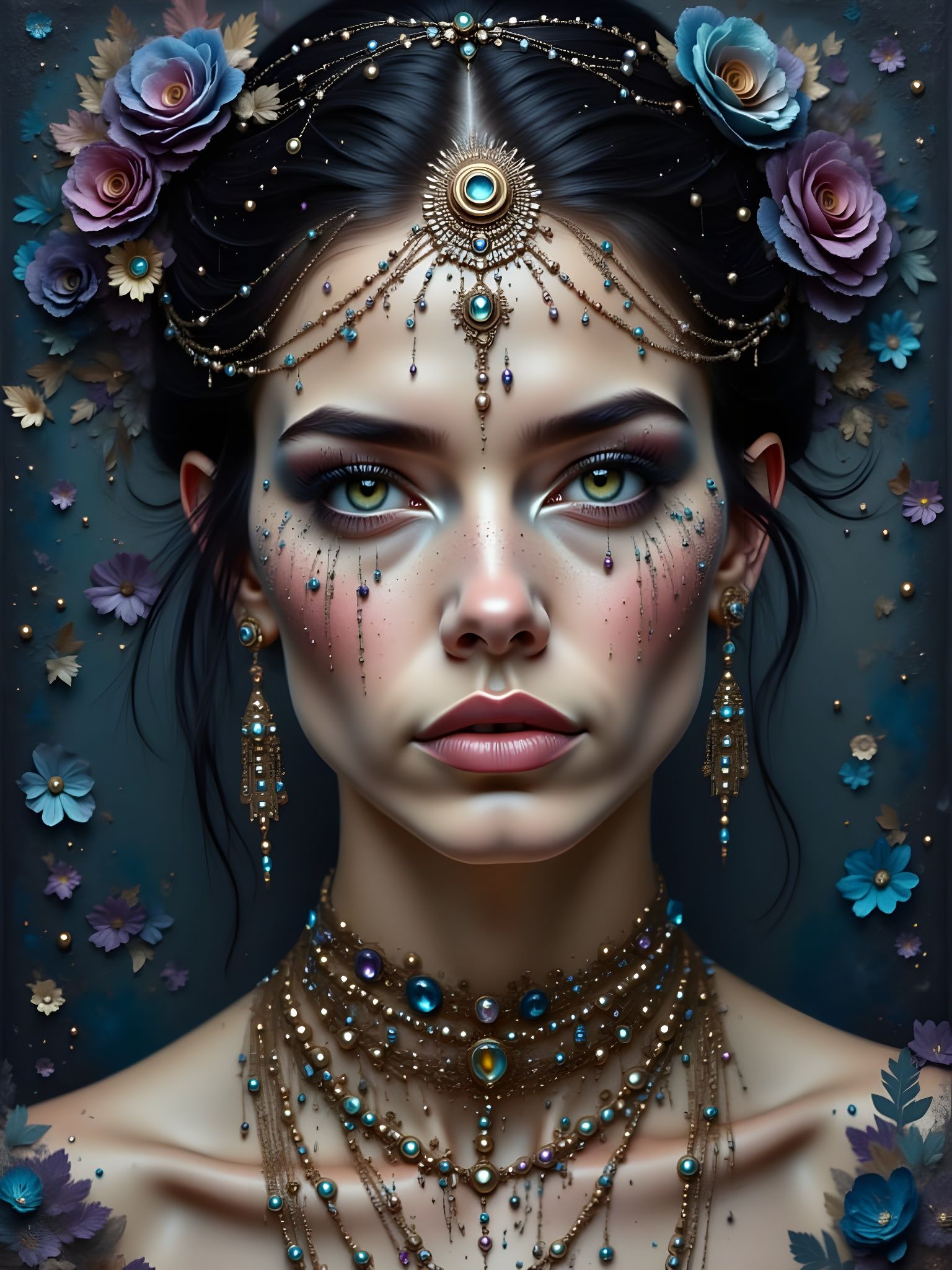 Floral glittering woman