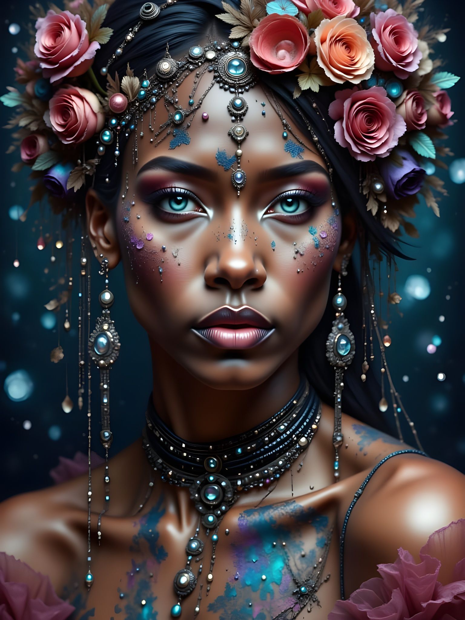 Floral glittering woman