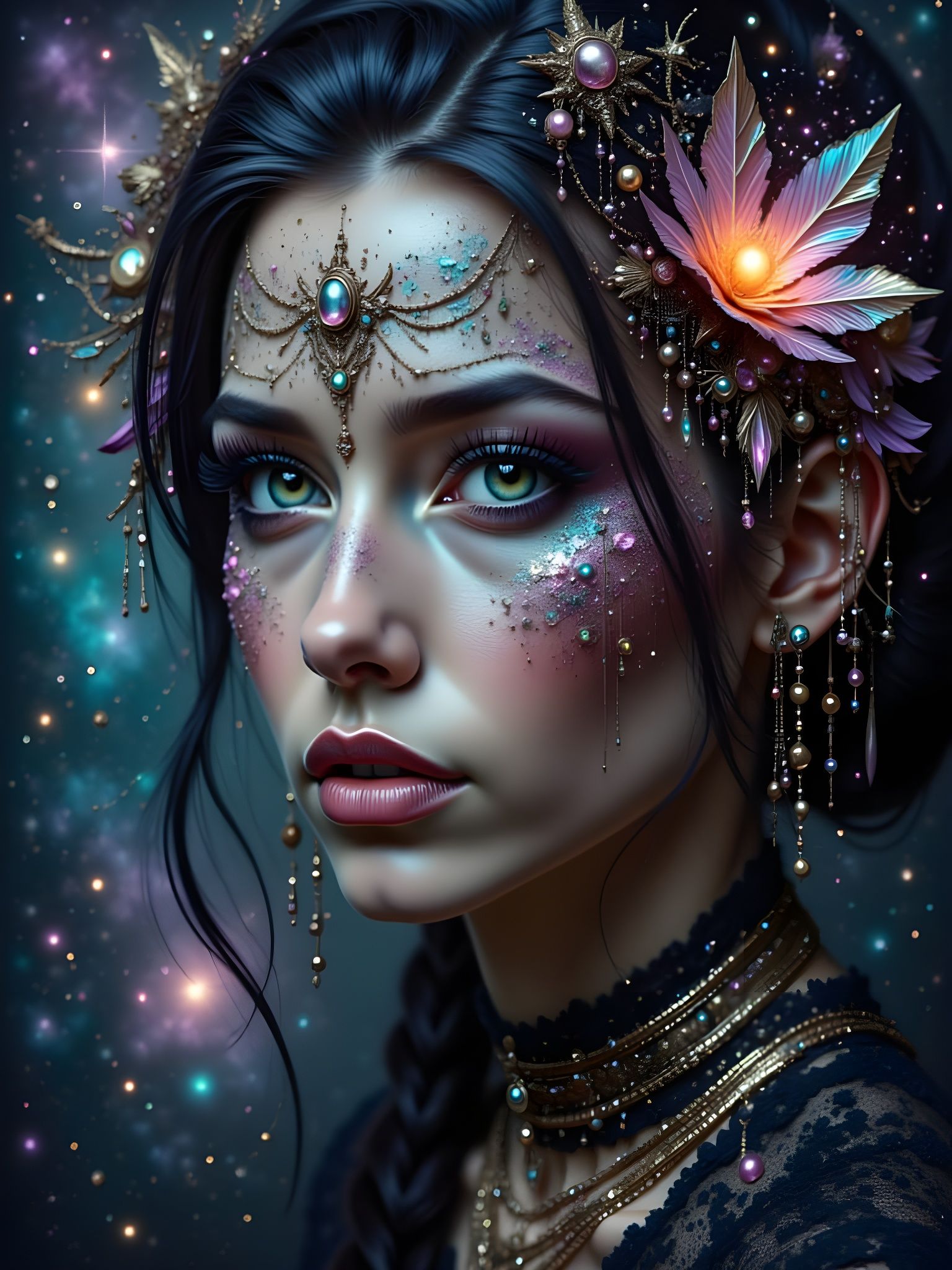 Floral glittering woman