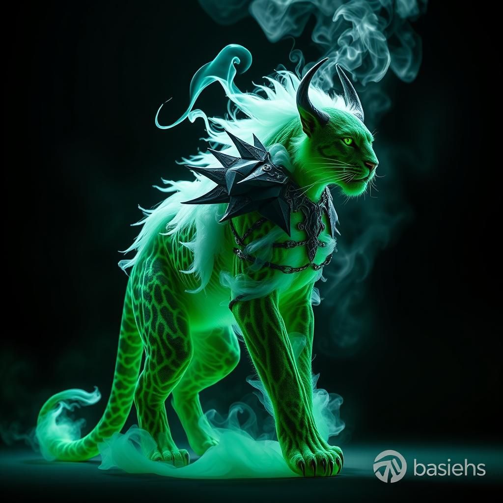Mist Demon Panther with Neon Fur, Fantasy Art
