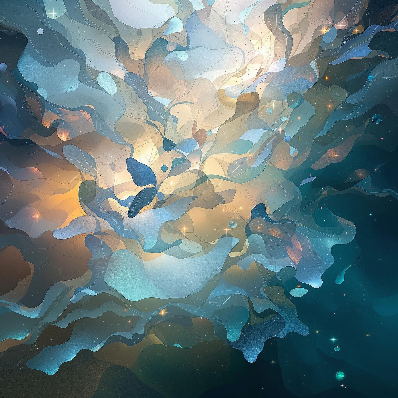 Ethereal Oceanic Forms in Soft, Glowing Light