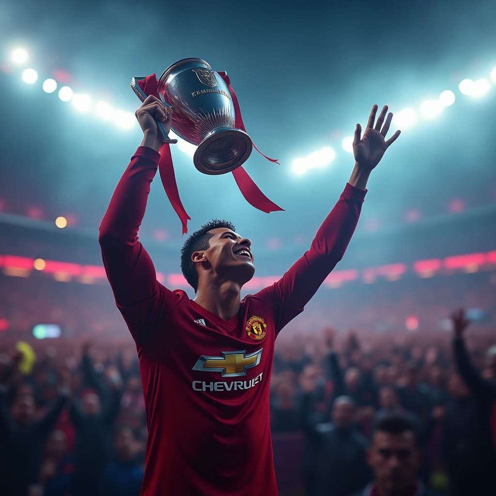 Manchester United's Cristiano Ronaldo Holds Premier League T...