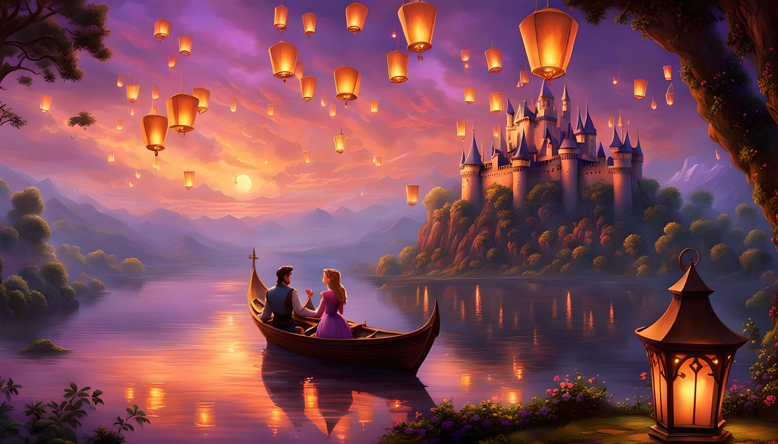 Rapunzel and Flynn Rider Lantern Scene