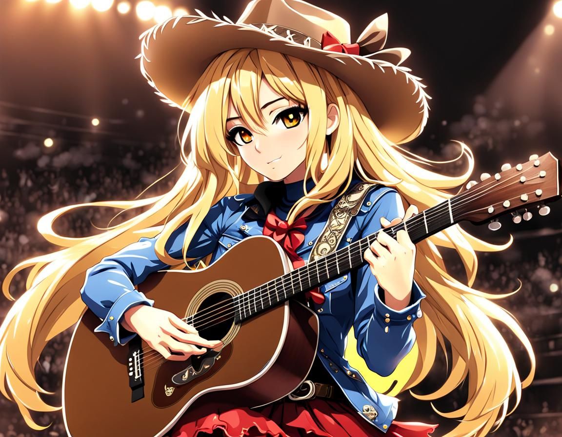 Anime Cowgirl Shakira Plays Acoustic Guitar