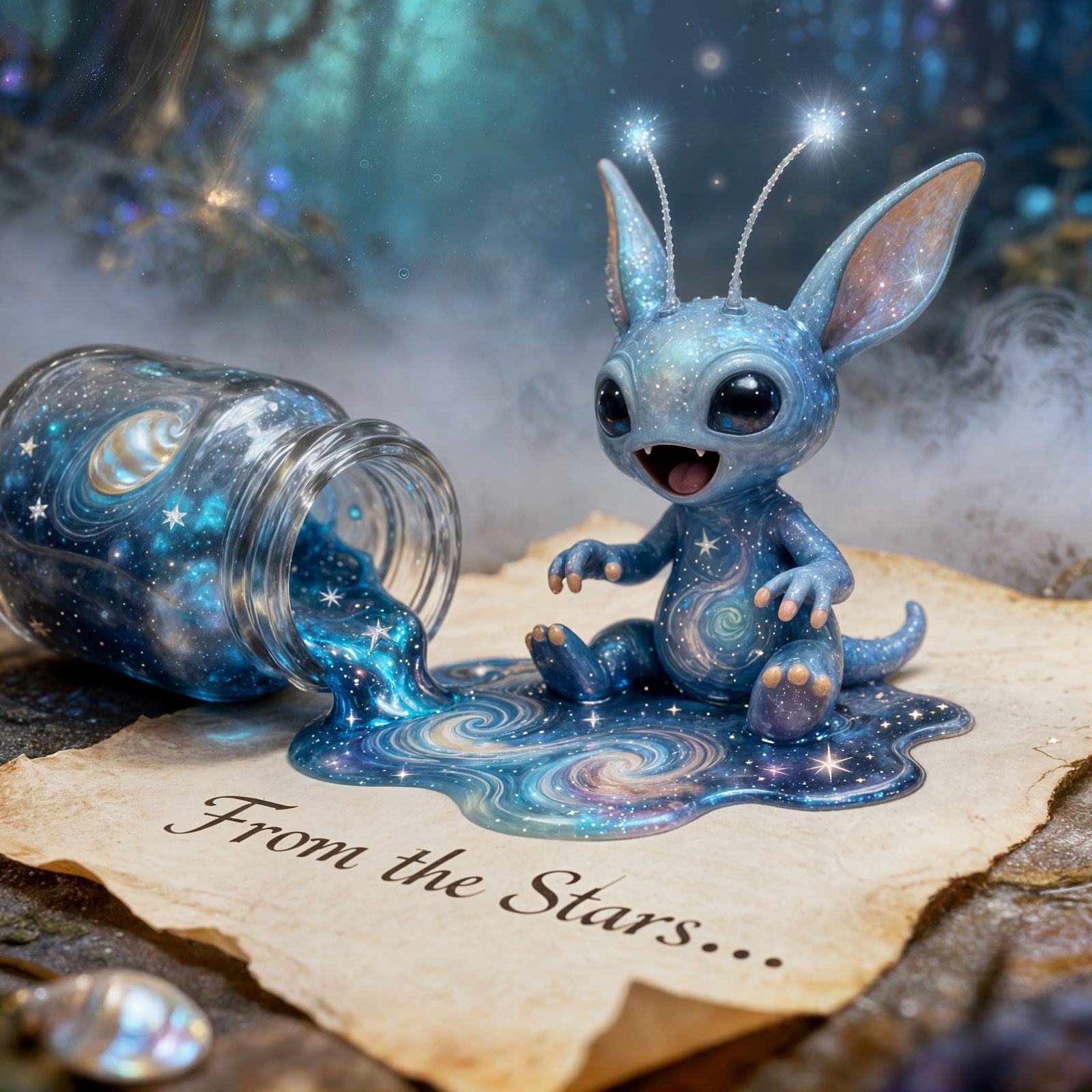 Whimsical Cosmic Alien Creature from Stardust Paint