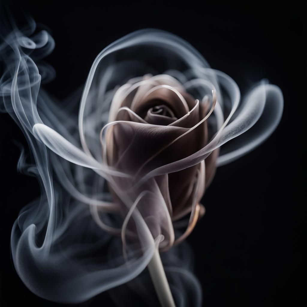 Ethereal Smoke Rose Against Black Backdrop