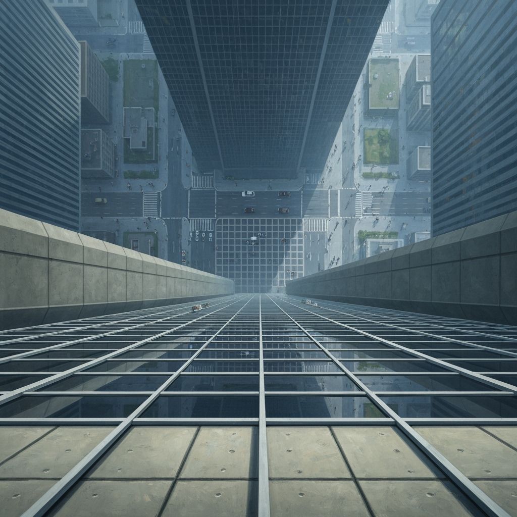 Architectural Oil Painting: Dizzying Skyscraper View