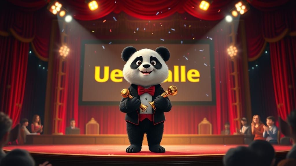 Glamorous Panda Wins Golden Award on Old-Hollywood Stage