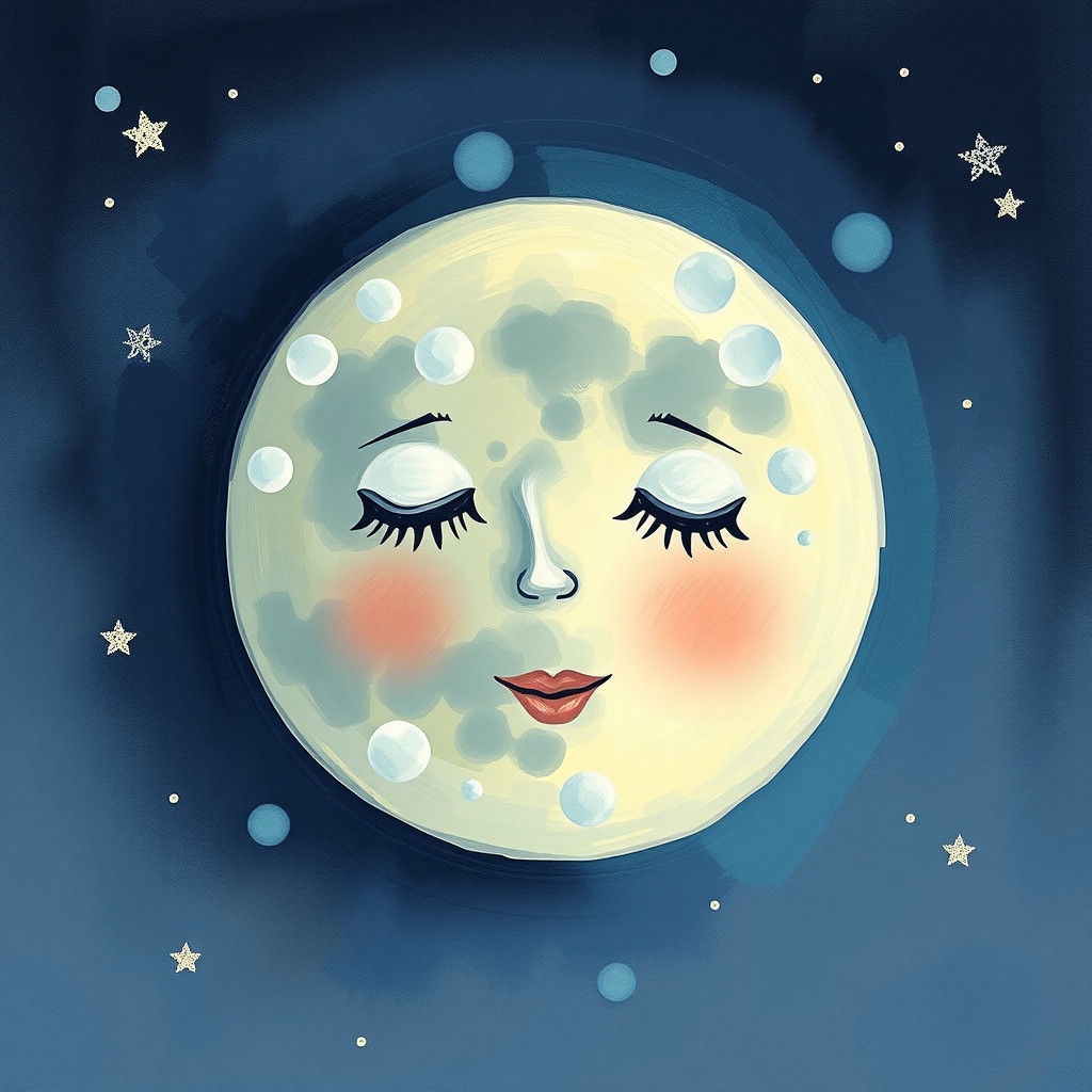Ethereal Moon Face in Expressionist Style